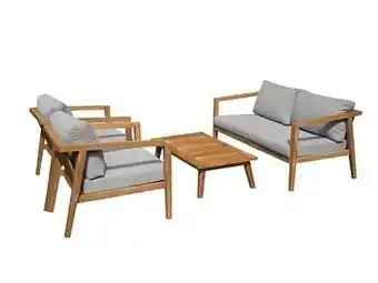 Brico Exotan Lucca loungeset hout 4 stuks aanbieding