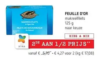 Spar Colruyt Feuille d’or makreelfilets aanbieding