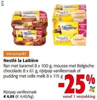 Colruyt Nestlé la laitière rijstpap vanillesmaak aanbieding