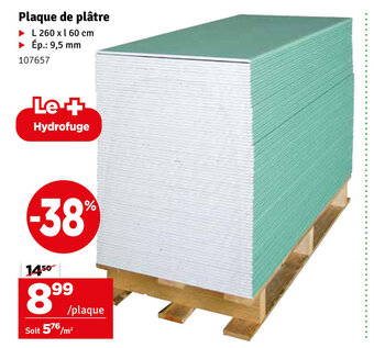 Plaque de platre L 260 x l 60 cm