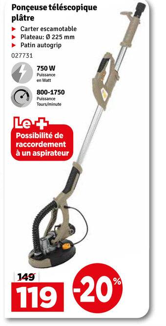 Ponceuse telescopique platre