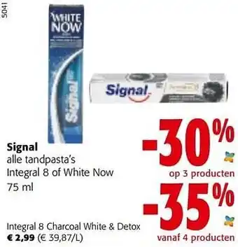 Colruyt Signal tandpasta’s integral 8 charcoal white + detox aanbieding