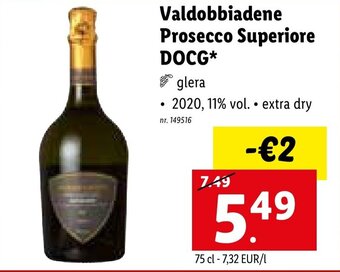 Lidl Valdobbiadene Prosecco Superiore DOCG* aanbieding