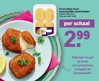 Albert Heijn Ah excellent verse ambachtelijke kaaskroketjes aanbieding