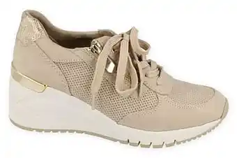 Berca Shoes Marco Tozzi Sneaker Laag Dames Met Functionele Rits - Beige aanbieding