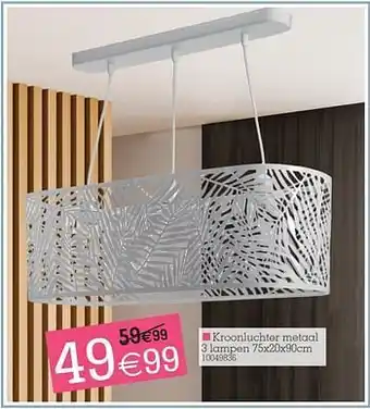 Kroonluchter metaal 3 lampen
