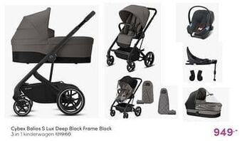 Baby & Tiener Cybex balios s lux deep black frame black 3 in 1 kinderwagen aanbieding