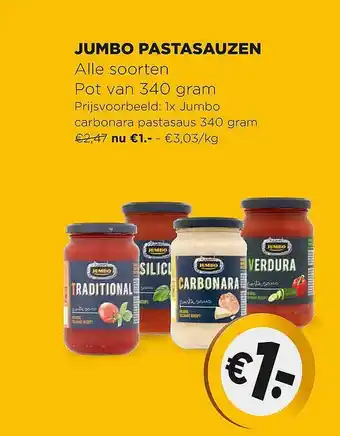 Jumbo Pastasauzen aanbieding