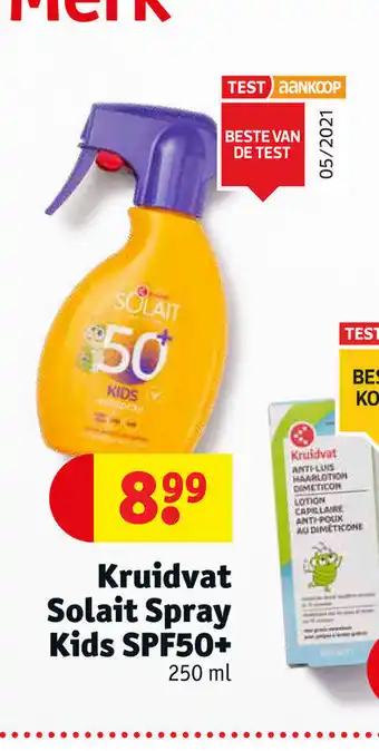 Kruidvat Solait spray kids Spf50+ 259 ml aanbieding
