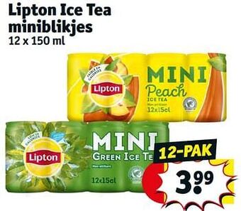 Kruidvat Lipton ice tea miniblikjes aanbieding