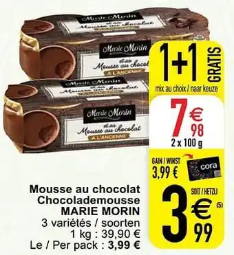 Cora Mousse au chocolat chocolademousse marie morin aanbieding