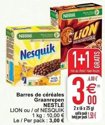 Cora Barres de céréales graanrepen nestlé lion ou - of nesquik aanbieding