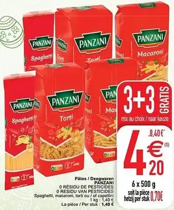 Cora Pâtes - deegwaren panzani 0 résidu de pesticides 0 residu van pesticides aanbieding