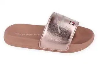Berca Shoes Tommy Hilfiger Badslipper Dames/meisjes Stars Print Slider - Rosegold aanbieding