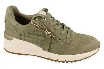 Berca Shoes Tamaris Sneaker Laag Dames Rend Sleehak Functionele Rits - Kaki aanbieding