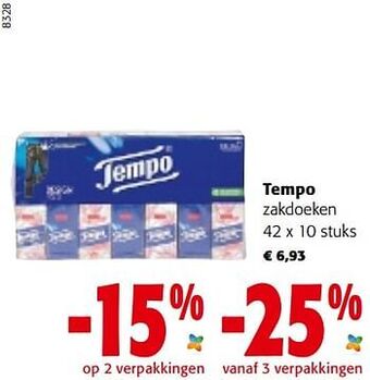 Colruyt Tempo zakdoeken aanbieding