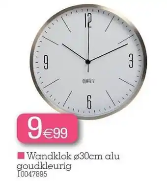 Yess Wandklok alu goudkleurig aanbieding