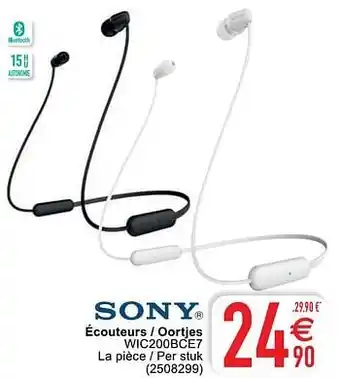 Cora Sony écouteurs - oortjes wic200bce7 aanbieding