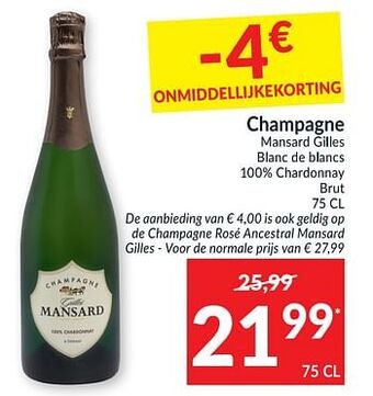 Champagne mansard gilles blanc de blancs 100% chardonnay