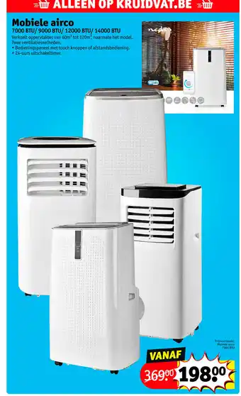 Kruidvat Mobiele airco 7000 Btu/ 9000 Btu/ 12000 Btu/ 14000 Btu aanbieding