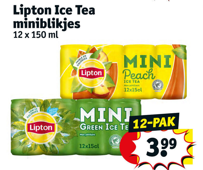 Lipton ice tea miniblikjes 12 x 150 ml promotie bij Kruidvat