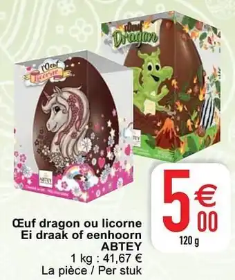 Cora Oeuf dragon ou licorne ei draak of eenhoorn abtey aanbieding