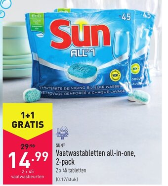 ALDI Sun Vaatwastabletten all-in-one, 2-pack aanbieding