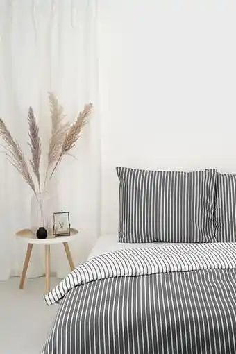 HEMA HEMA Dekbedovertrek - Zacht Katoen - Brede En Smalle Strepen Grijs (grijs) aanbieding