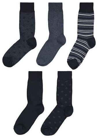 HEMA HEMA Herensokken Grafisch - 5 Paar Donkerblauw (donkerblauw) aanbieding