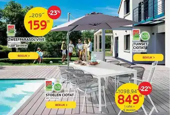 Brico Zweefparasol Vive, Tuinset Ciotat, Stoelen Ciotat aanbieding