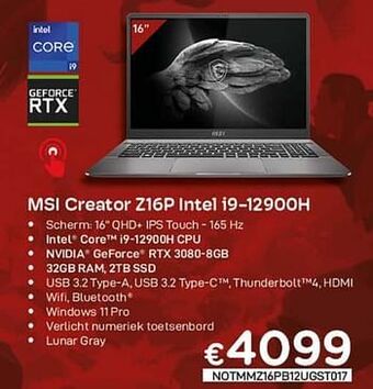 CompuDeals Msi creator z16p intel i9-12900h aanbieding