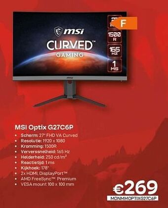 CompuDeals Msi optix g27c6p aanbieding