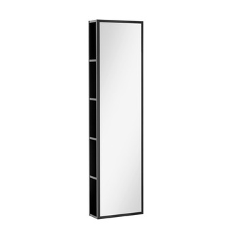 Vt wonen baden Stock open kast met spiegel 40x150 cm. black-SHOWROOMMODEL
