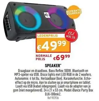 Trafic Speaker idance party box djx-100mk2 aanbieding