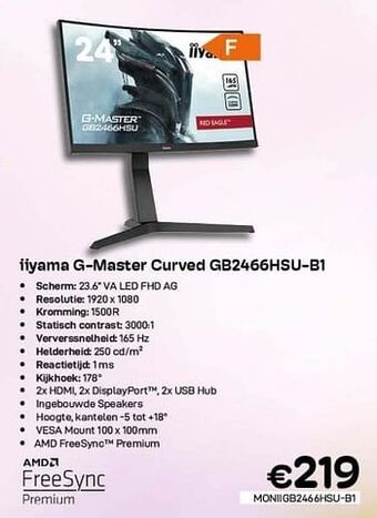 CompuDeals Iiyama g-master curved gb2466hsu-b1 aanbieding