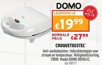 Trafic Croquetoestel domo do9041c aanbieding