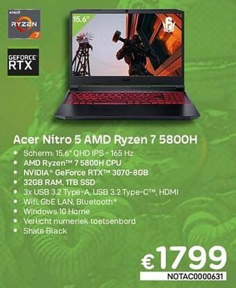 CompuDeals Acer nitro 5 amd ryzen 7 5800h aanbieding