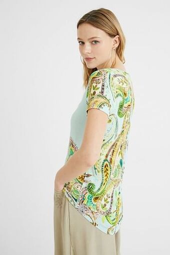 Desigual T-shirt met korte mouwen en paisley - BLUE - XXL aanbieding