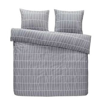 Leen Bakker Easy dekbedovertrek Liverpool - grijs - 200x200 cm - Leen Bakker aanbieding