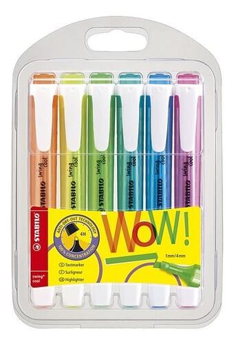 Dreamland STABILO fluostift Swing Cool Wow - 6 stuks aanbieding