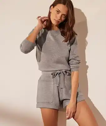 Trui in tricot met ballonmouwen - S - GEMÊLEERD GRIJS - Etam