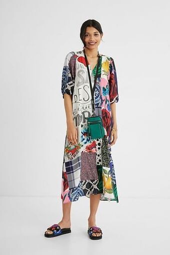 Desigual Midi-overhemdjurk met patch - MATERIAL FINISHES - L aanbieding