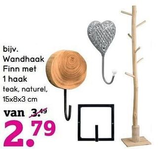 Leen Bakker Wandhaak finn met 1 haak aanbieding