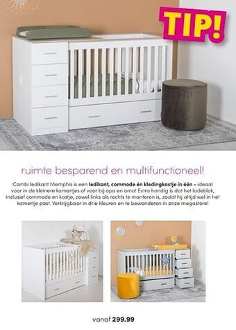 Baby & Tiener Combi ledikant memphis is een ledikant, commode én kledingkastje in één aanbieding