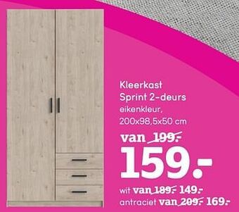 Leen Bakker Kleerkast sprint 2-deurs aanbieding