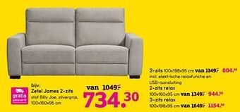 Leen Bakker Zetel james 2-zits aanbieding