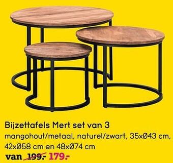 Leen Bakker Bijzettafels mert set van 3 aanbieding