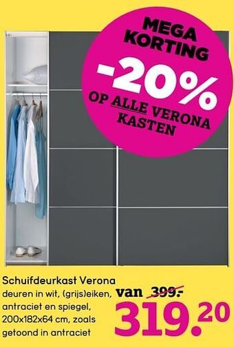 Leen Bakker Schuifdeurkast verona aanbieding