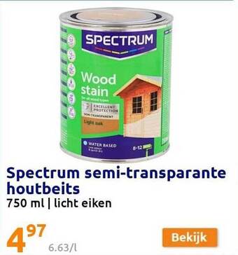 Action Spectrum Semi Transparante Houtbeits aanbieding