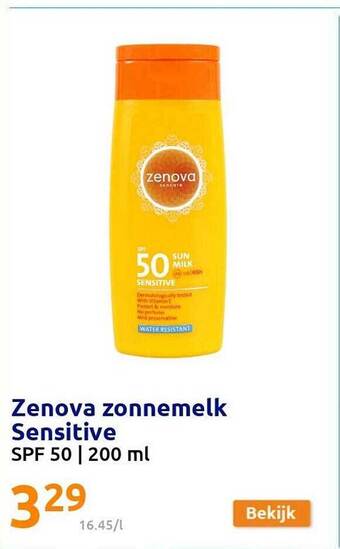 Action Zenova Zonnemelk Sensitive aanbieding